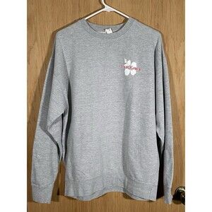 Vtg Y2K Trader Joe's Hibiscus Flower Sweatshirt Grey Double Sided Unisex Sz Lg